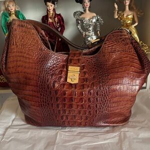 Celine Tan Crocodile Embossed Hobo Bag